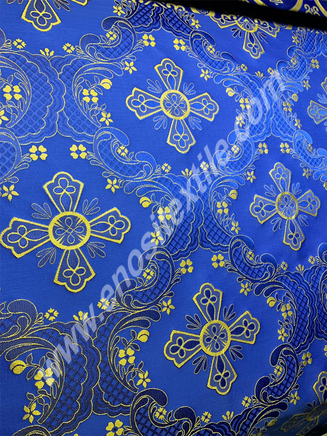 KL-040 Dark Blue-Gold Brocade Fabrics